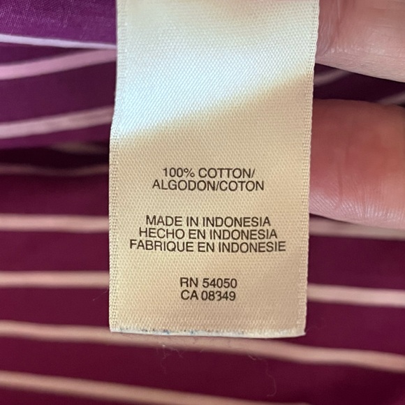 Jones New York Women’s Burgundy and White Striped Shirt, Easy Care, XL - Picture 5 of 6